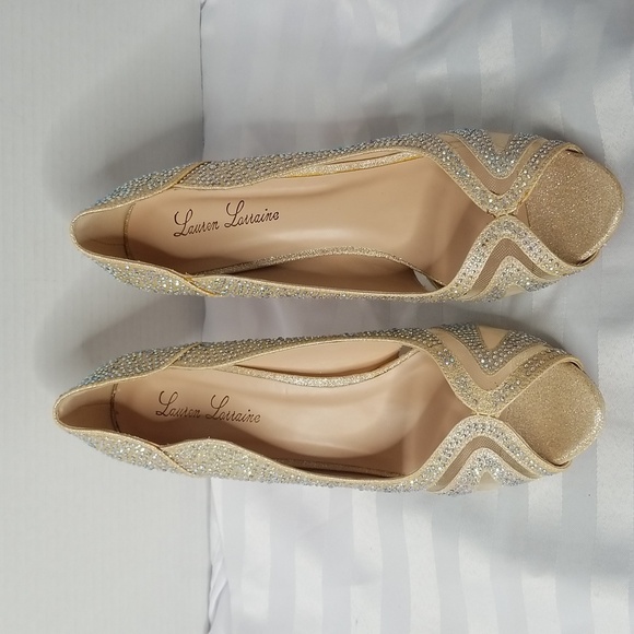 LAUREN LORRAINE SPARKLE PEEP TOE HEELS - Picture 2 of 9